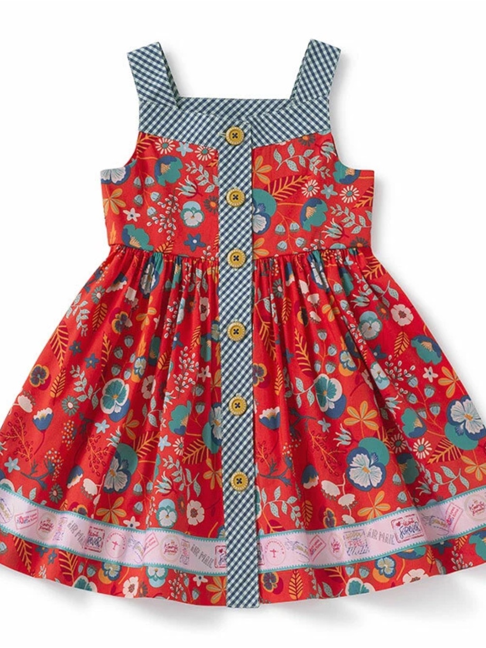Matilda Jane High Road Passport Dress Girls Size 4 Floral Gingham